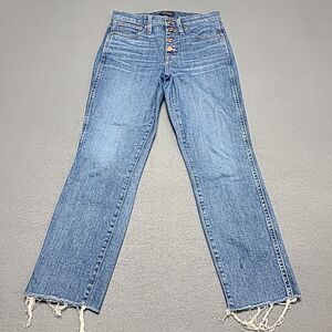 J Crew Womens Jeans 26 Slim Straight Cut Distressed Hems One Spot See Pics‎